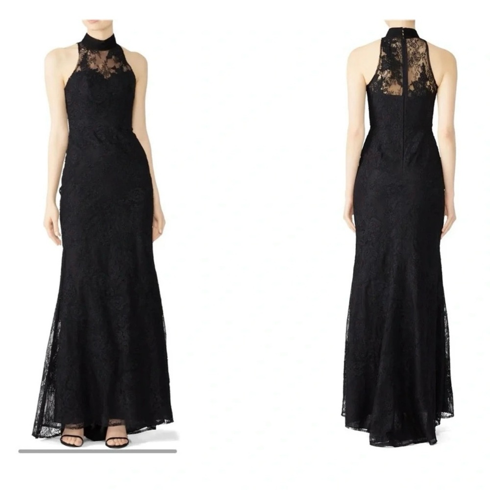 Badgley Mischka Black Lace Maxi Dress